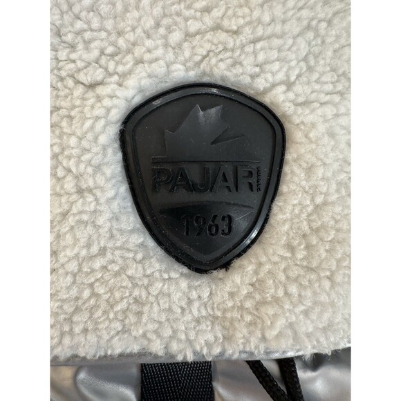 Pajar Silver Puffer Backpack Shearling Travel Bag Preowned - Picture 2 of 7